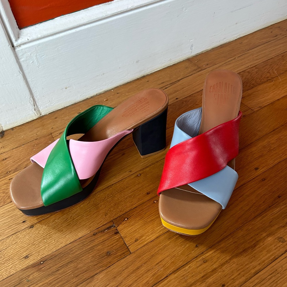 Charlotte stone multicolor platform heels size 9
